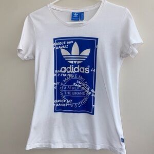 White and blue adidas shirt